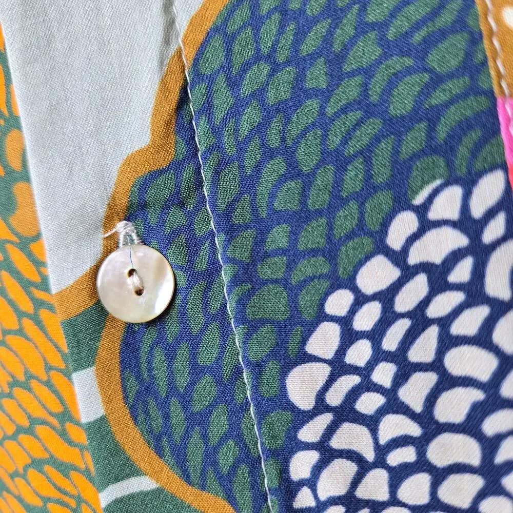 Bower Swimwear Liberty London Prospect Road Button Short Sleeve Top Women XL EUC - Picture 10 of 14